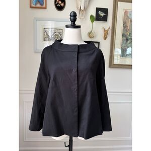 Jarbo Linen Blend Snap Front Bateau Boatneck Cowl Shirt Jacket 34 S M